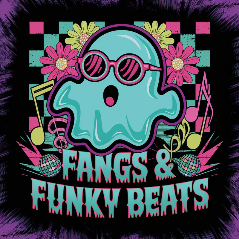 Groovy Neon Ghost with Retro Disco Vibe