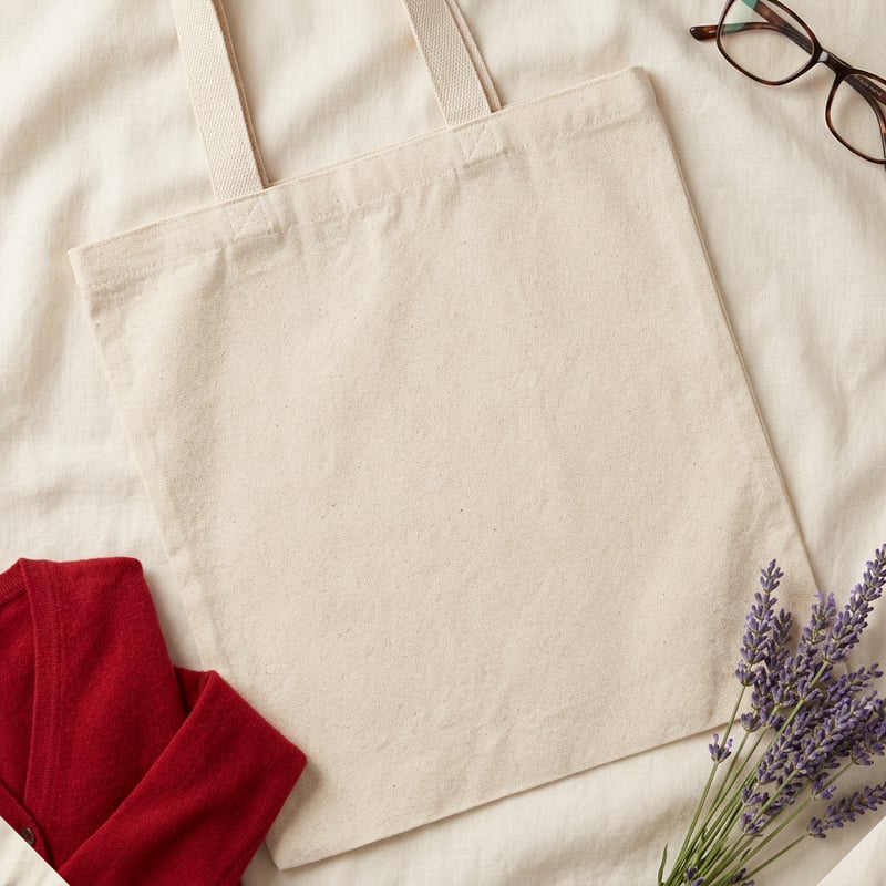 Photorealistic Tote Bag Flat Lay