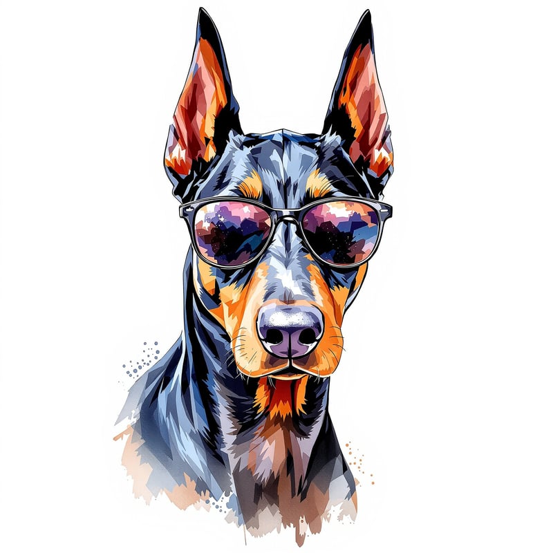 Doberman Pinscher Portrait with Sunglasses
