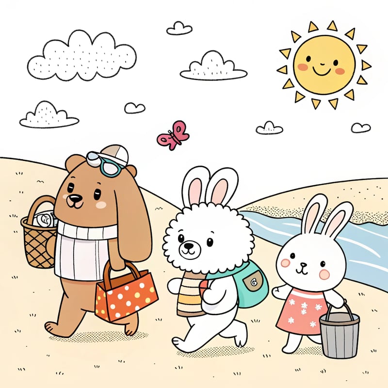 Cute Beach Coloring Page