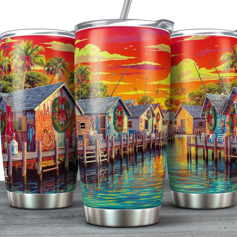 Old Florida Fishing Village Tumbler Wrap