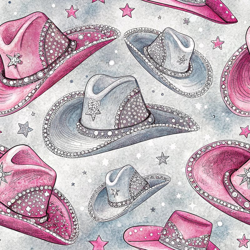 Glittery Pink and Silver Cowboy Hats