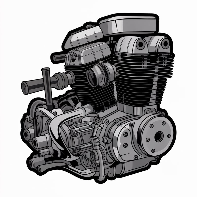 Motorcycle Engine Exploded View PNG