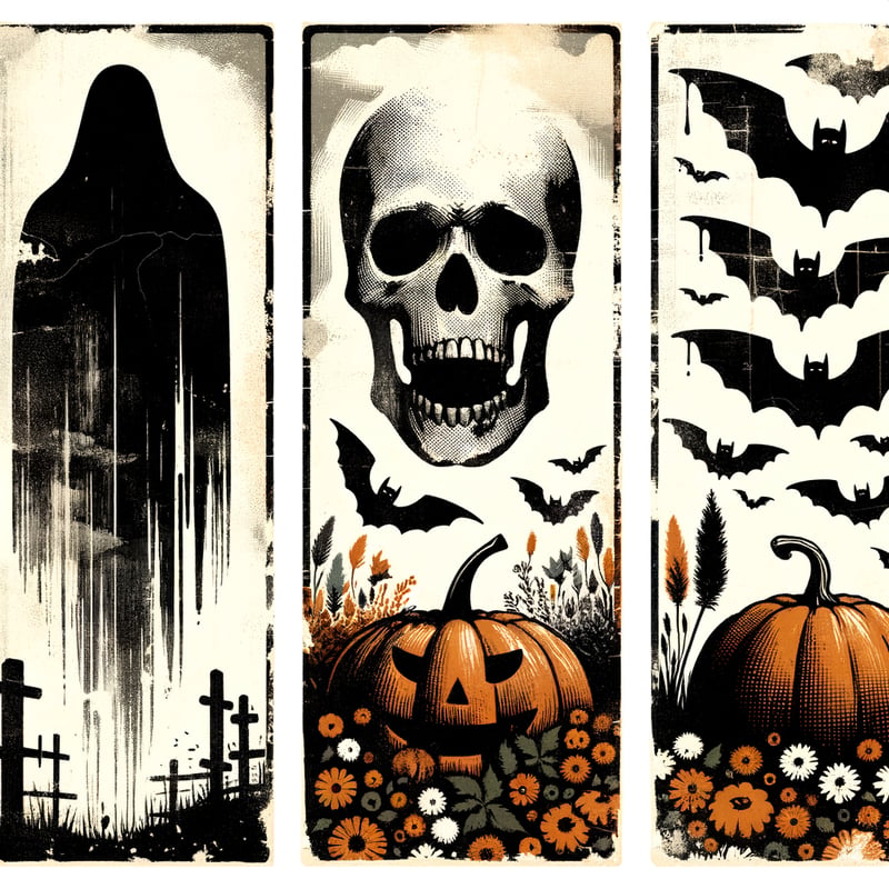 Vintage Halloween Watercolor Collage