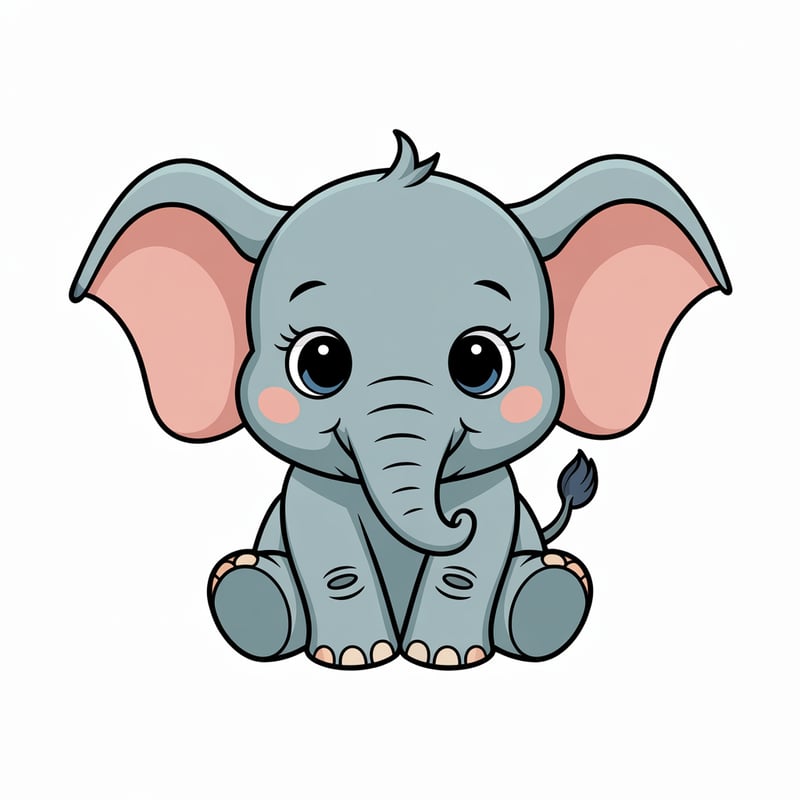 Cute Animated Baby Elephant Art