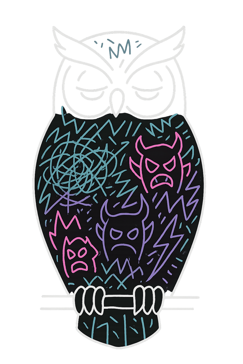 Abstract Owl with Neon Accents