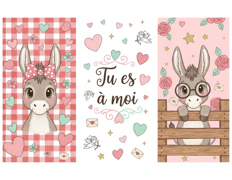 Valentine's Day Cartoon Donkeys Illustration