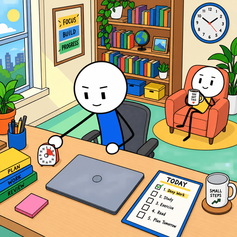 Flat 2D Desk Animation Frame