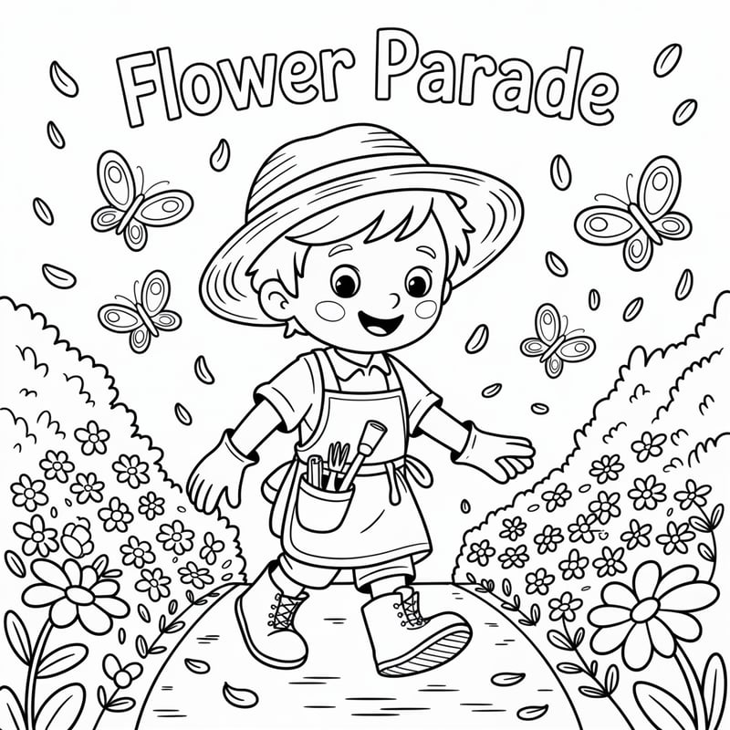Kai's Flower Parade Coloring Page
