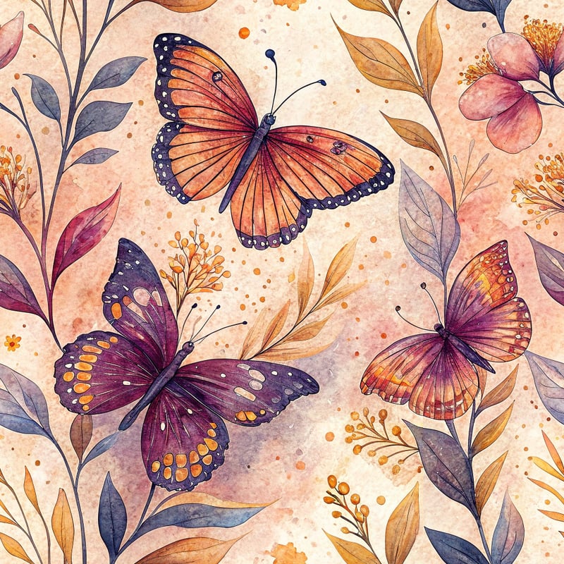 Watercolor Dreamy Garden Butterfly Design