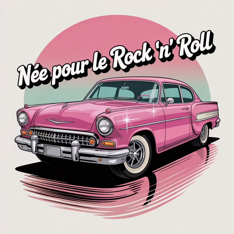 Classic Pink Retro Car with Text
