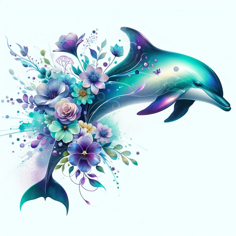 Stylized Floral Dolphin Illustration