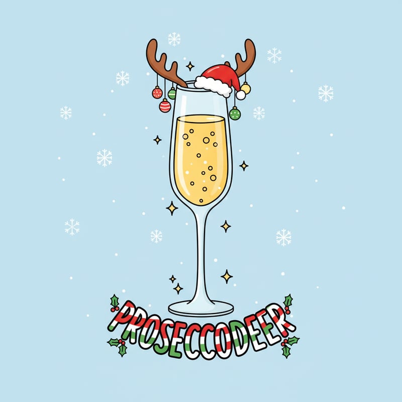 Cute Christmas Prosecco Cartoon