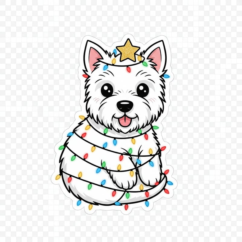 West Highland White Terrier in Christmas Lights