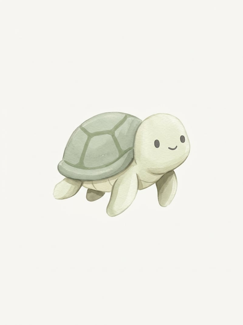 Kawaii Baby Sea Turtle Nursery Art