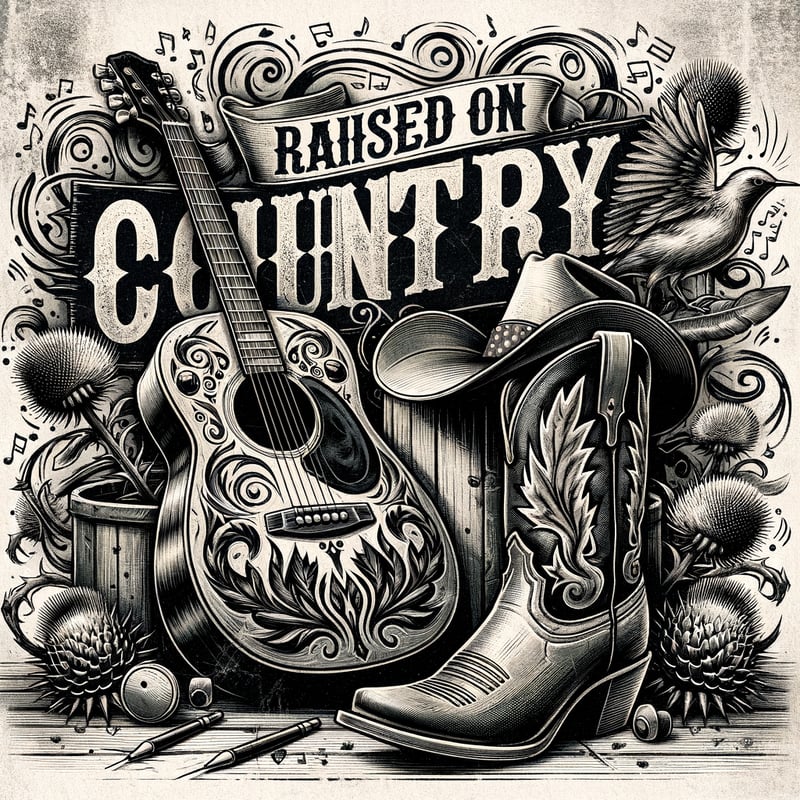 Rustic Western Guitar Illustration