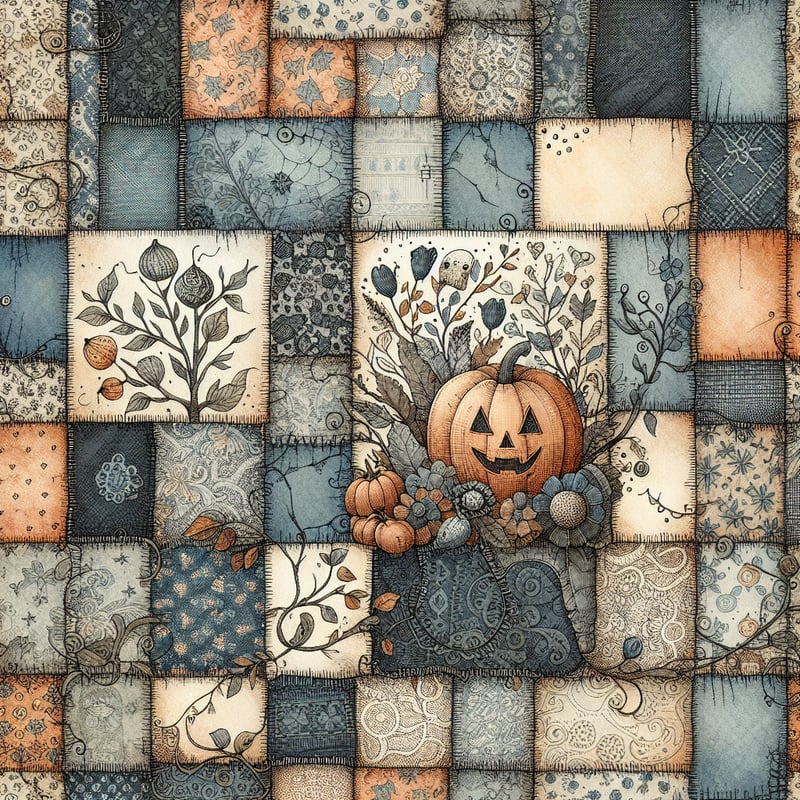 Whimsical Halloween Patchwork Tile