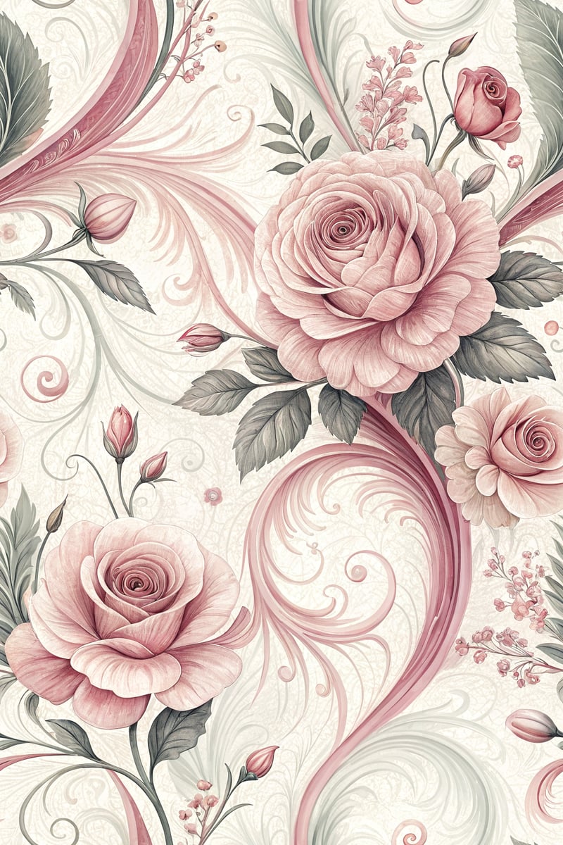 Flowing Pink and White Swirls