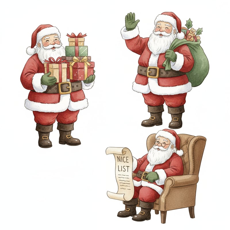 Watercolor Santa Claus Clipart