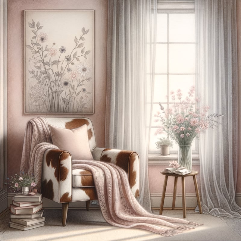 Cozy Cowhide Armchair by Window