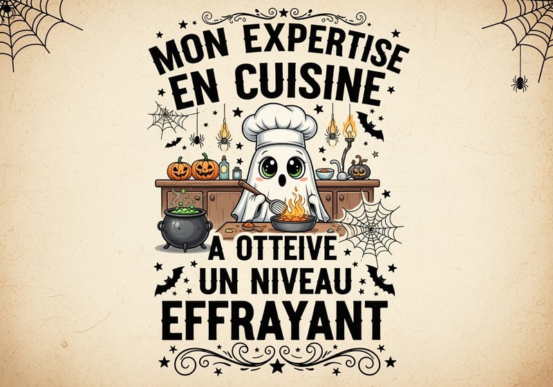 Cute Ghost Chef Halloween Illustration