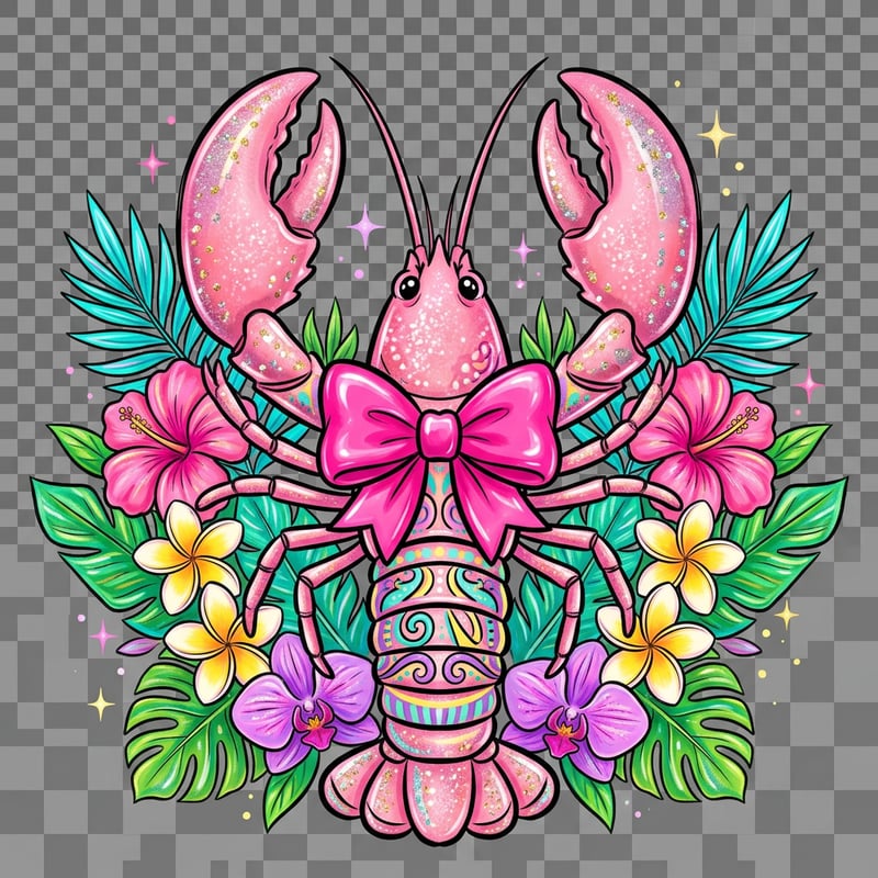 Cute Pink Lobster Illustration