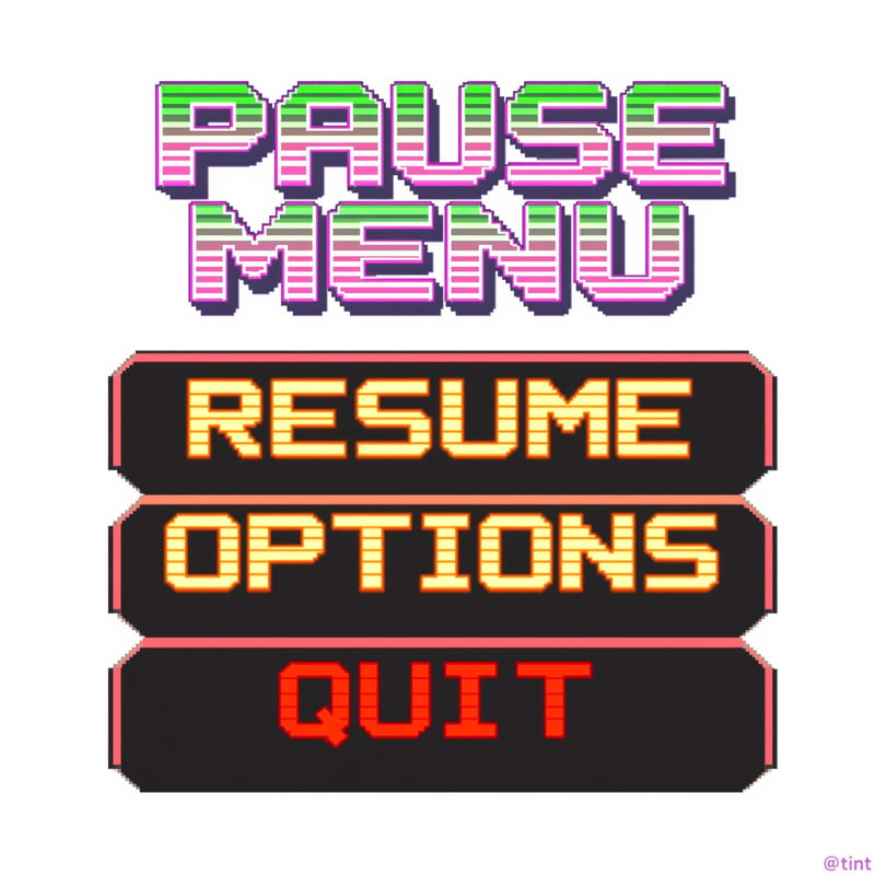 Retro Pixel Art Pause Menu Screen