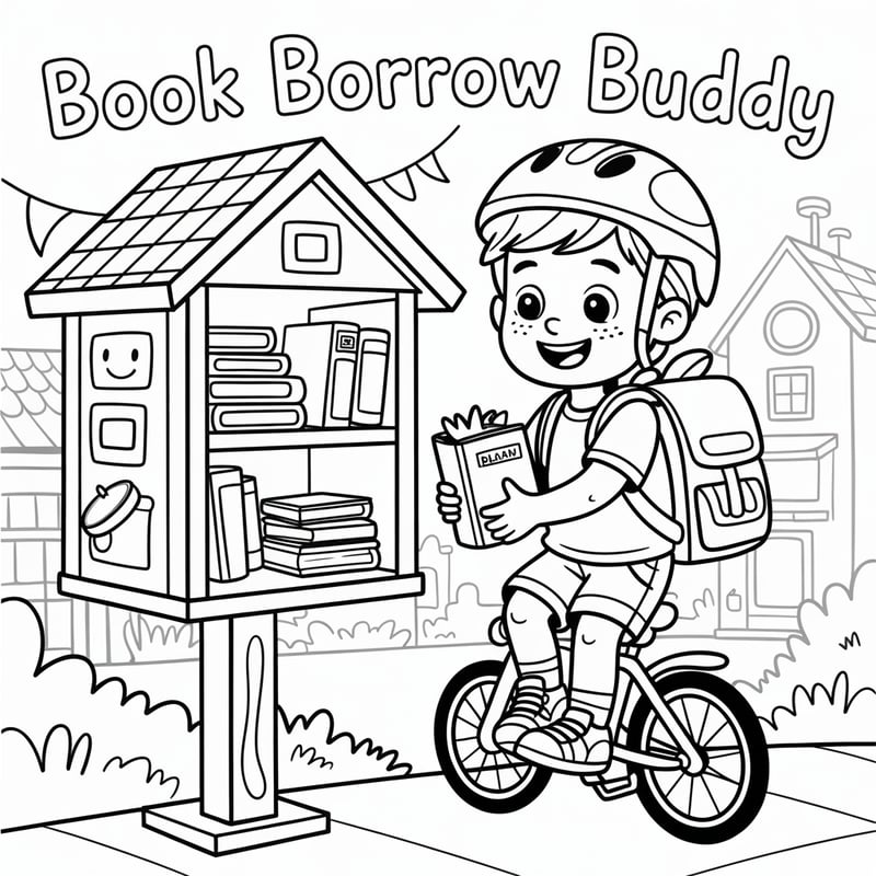 Noah's Book Borrow Buddy Line Art