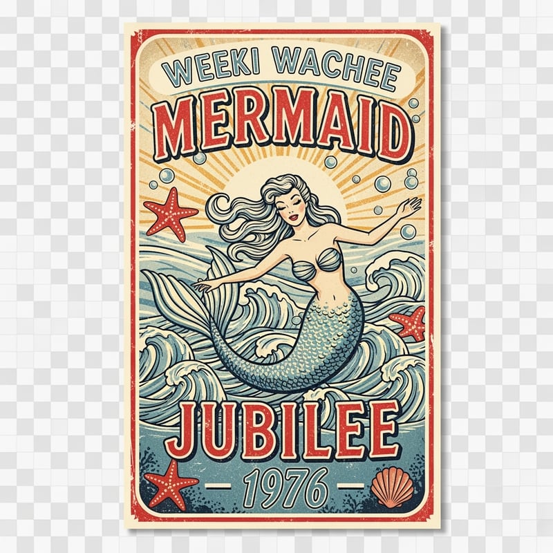Vintage Weeki Wachee Mermaid Jubilee Poster
