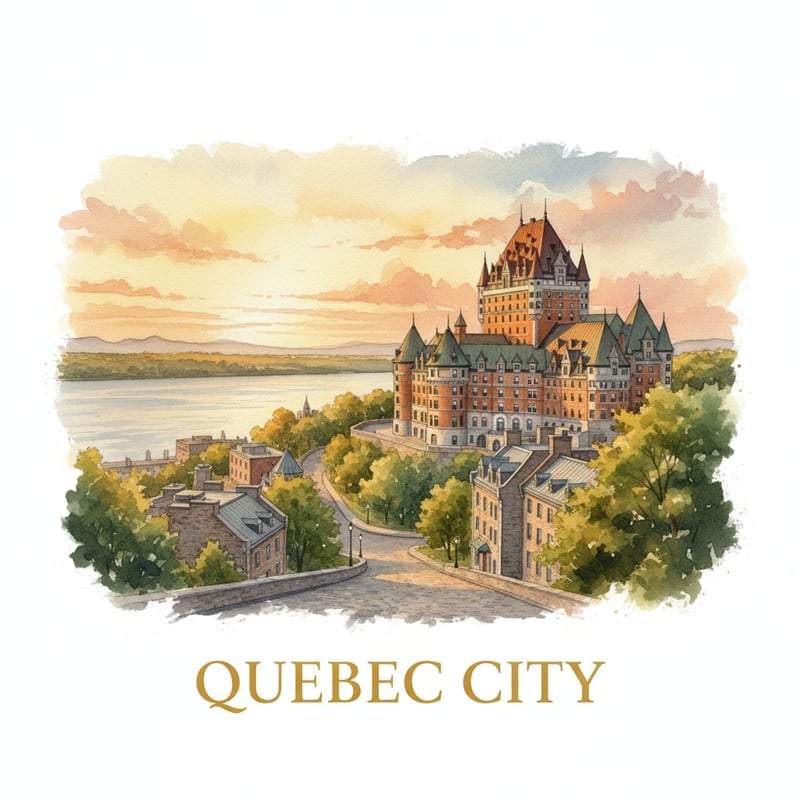 Watercolor Painting of Quebec City