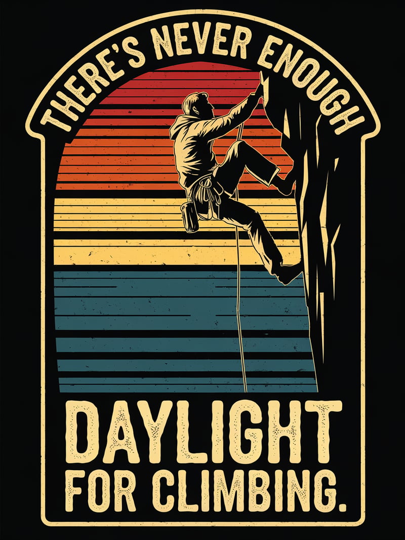 Climbing at Sunset Silhouette Art