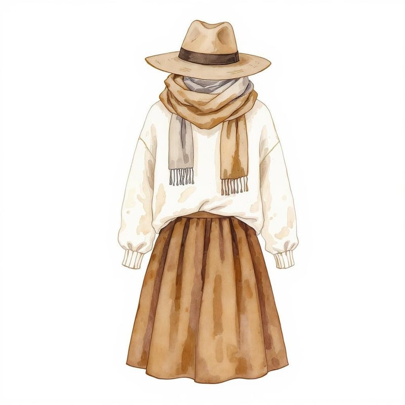 Cozy Fall Outfit Watercolor Clipart