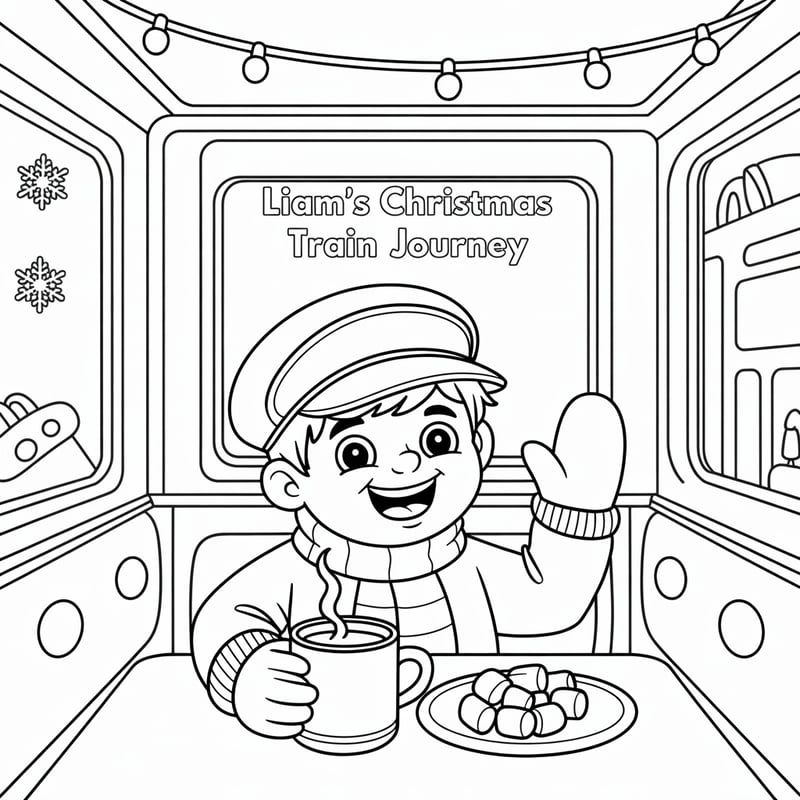 Liam’s Christmas Train Coloring Page