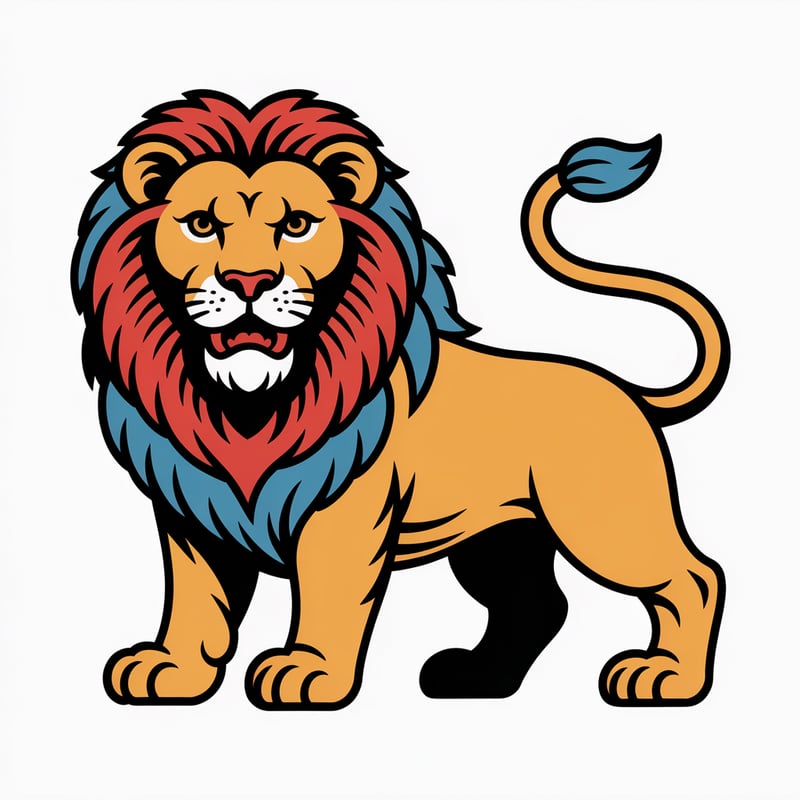Traditional Lion Tattoo Illustration