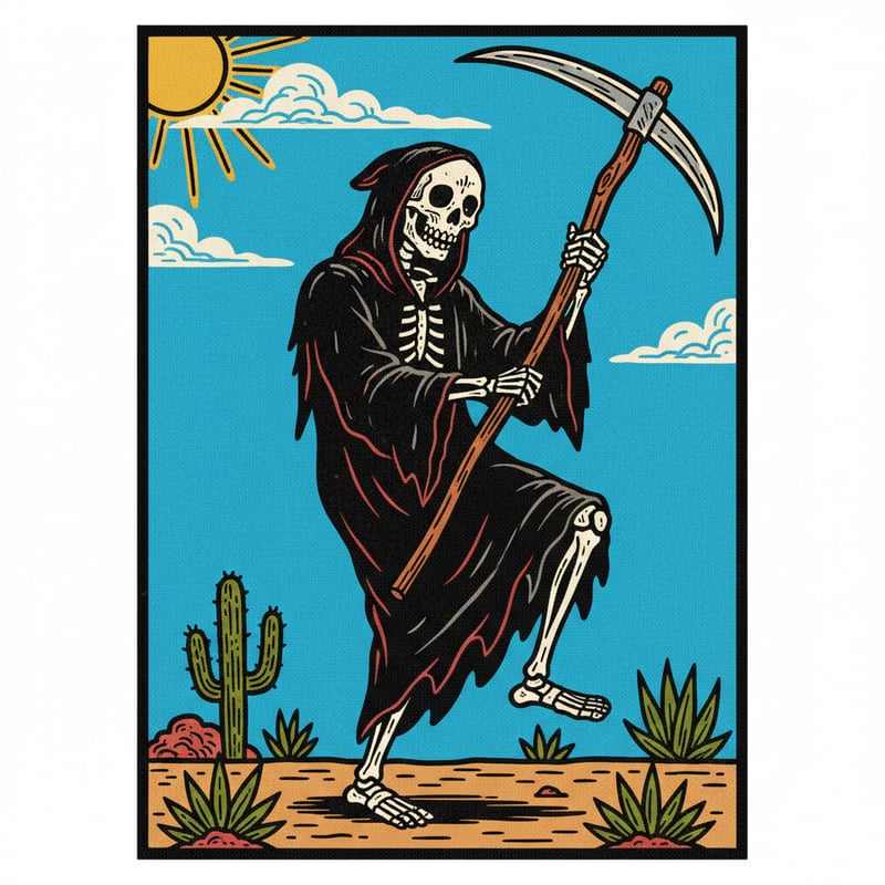 Mexican Lotería Skeleton Illustration