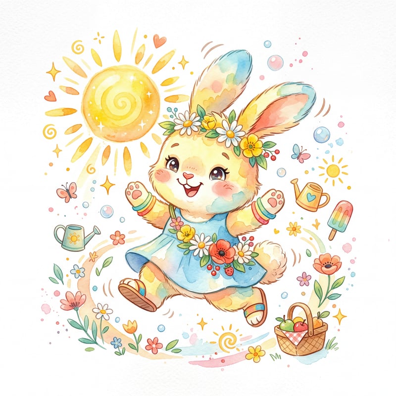 Whimsical Summer Animal Character