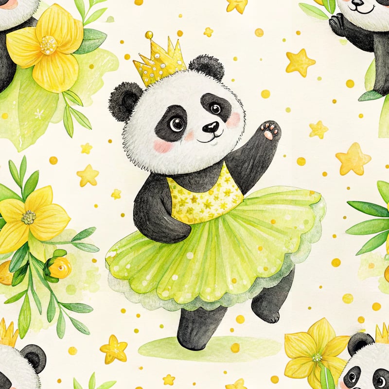 Baby Panda Neon Yellow Tutu Pattern