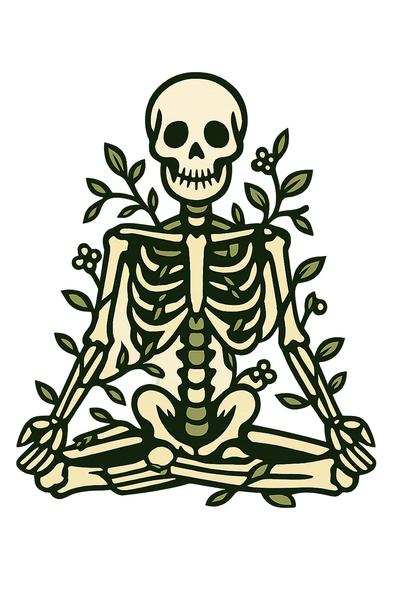 Skeleton in Lotus Pose with Vines