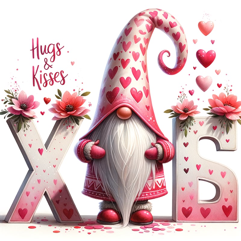 Valentine Gnome with Hearts