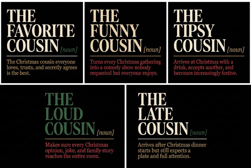 Adult Cousin Christmas Typography Designs