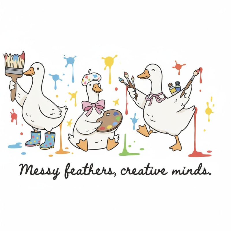 Art Teacher Geese with Paintbrushes