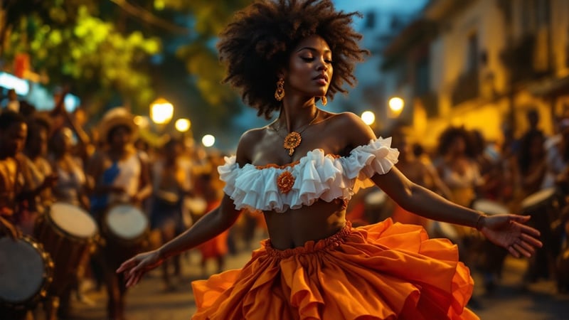Afro-Uruguayan Woman Dancing Candombe