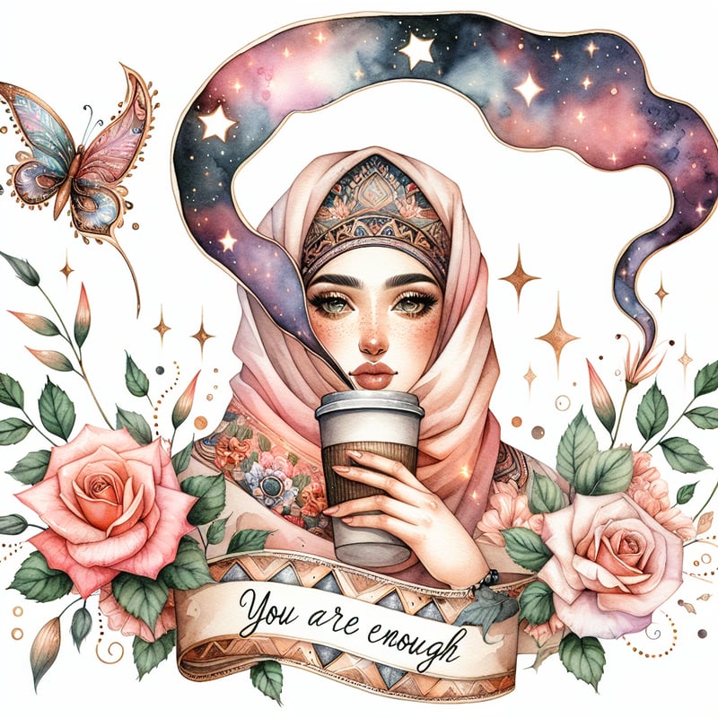 Whimsical Watercolor Woman Portrait