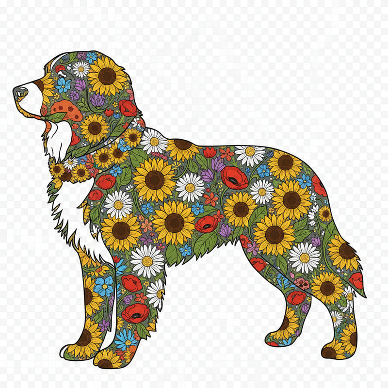Boho Floral Bernese Mountain Dog