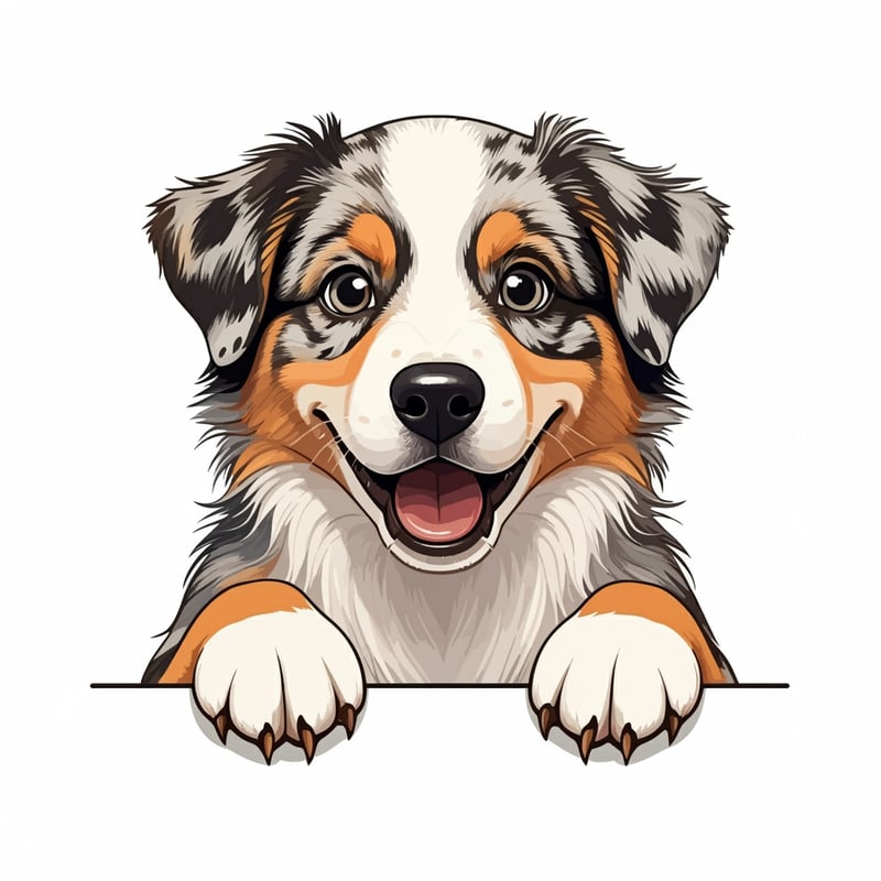 Excited Australian Shepherd Illustration