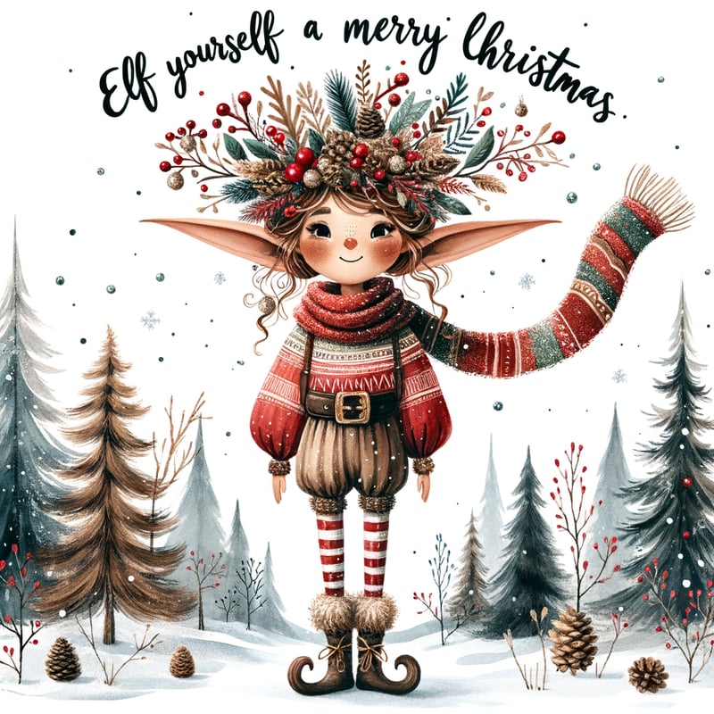 Festive Winter Elf Character Illustration