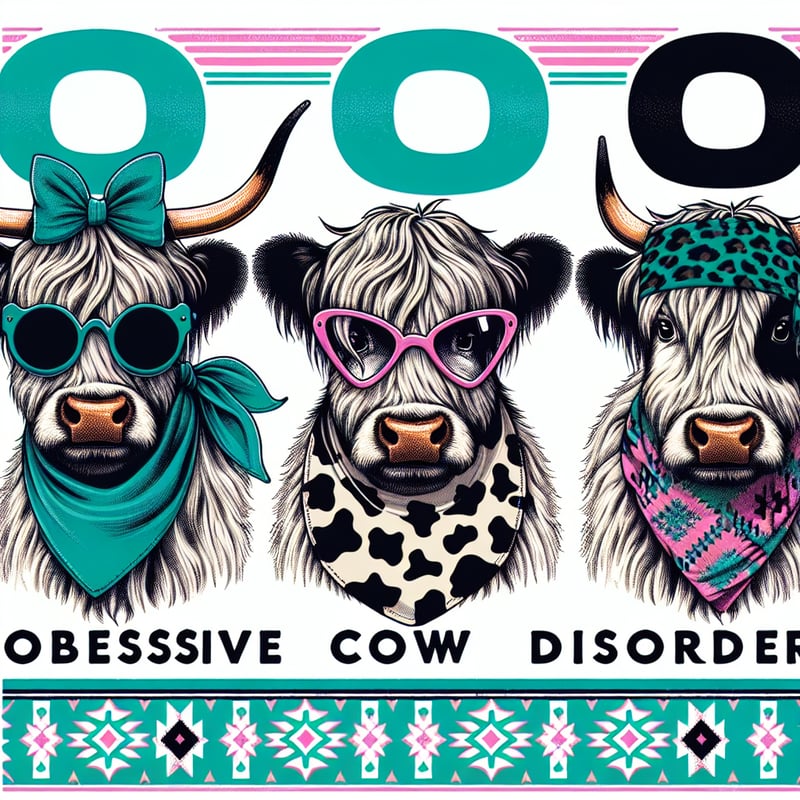 Stylized Highland Cows with Funny Accessories