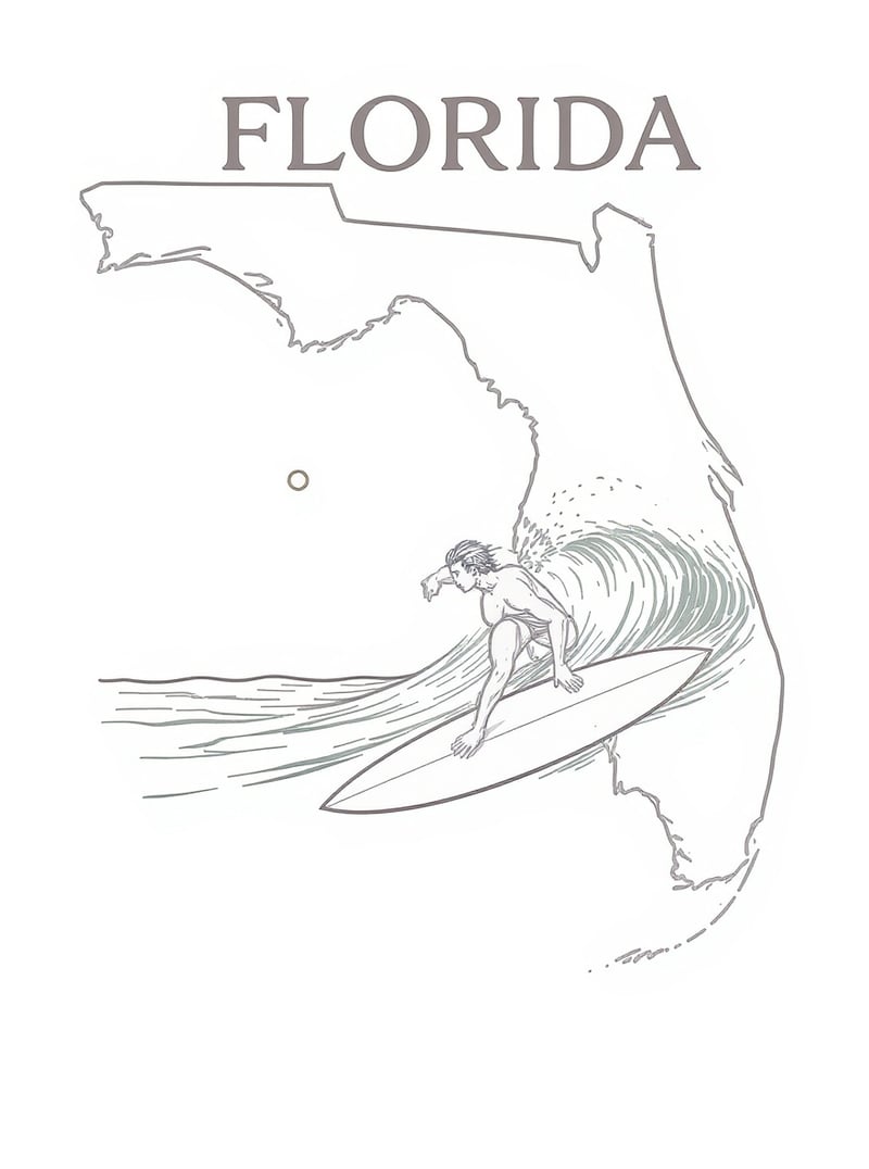 Florida Surf Line Art Design