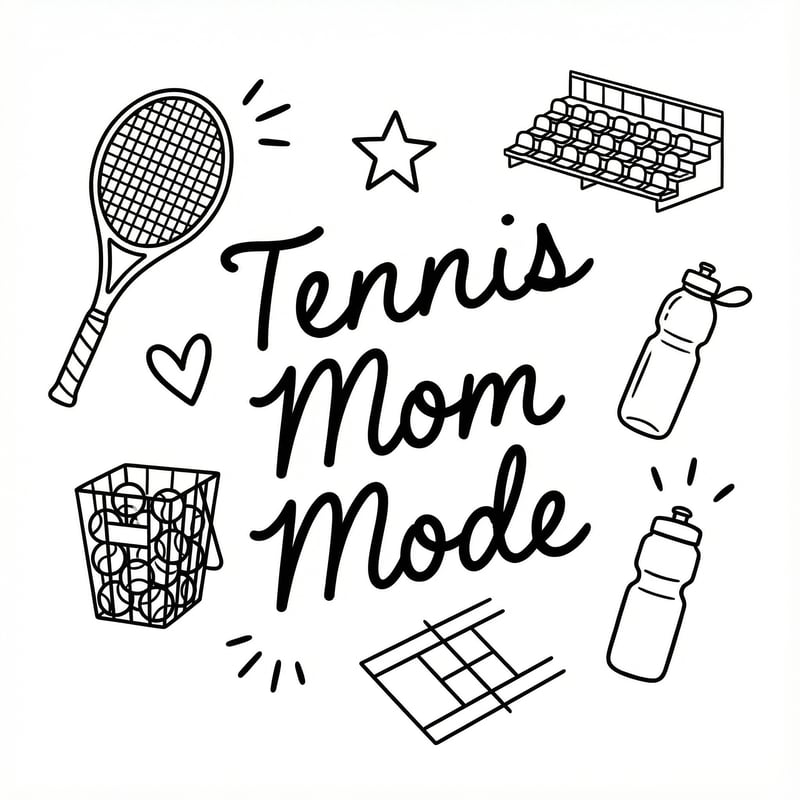 Tennis Mom Mode Monoline Doodle