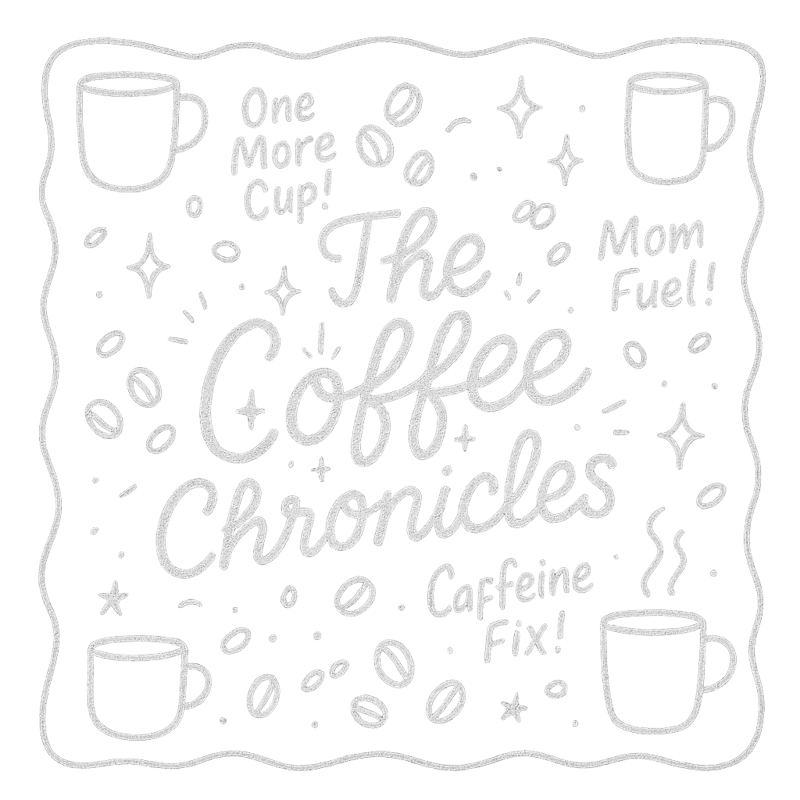White Line-Art Coffee Doodle Design